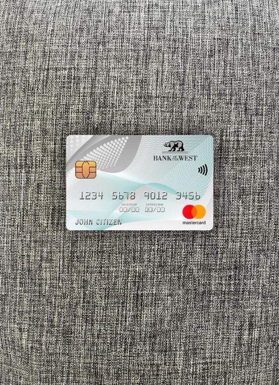 Premium Herunterladen USA Bank von The West Bank Mastercard Foto-Look Vorderseite Photoshop Vorlage