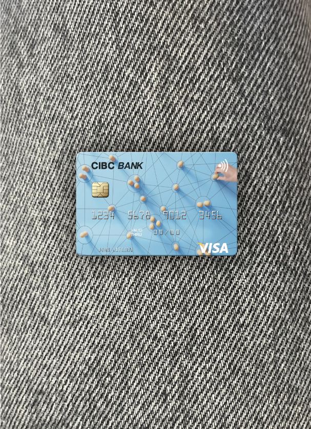 Hochwertige Herunterladen USA CIBC Bank Visa Karte Foto-Look Vorderseite Photoshop Vorlage
