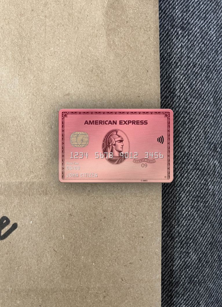 Realistische Herunterladen USA Hauptstadt One Bank AMEX Rose Gold Karte Foto-Look Vorderseite Photoshop Vorlage