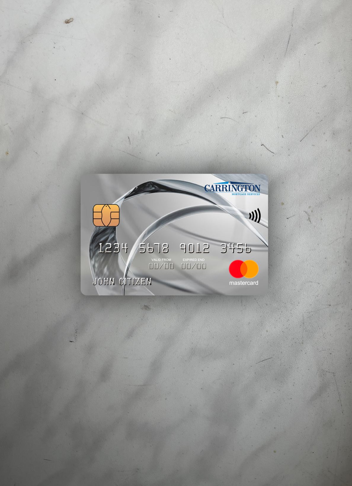 Editierbare Herunterladen USA Carrington Hypothek Services Bank Mastercard Foto-Look Vorderseite Photoshop Vorlage