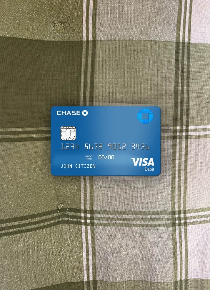 Hochwertige Herunterladen USA Chase Bank Visa Debit Karte Foto-Look Vorderseite Photoshop Vorlage