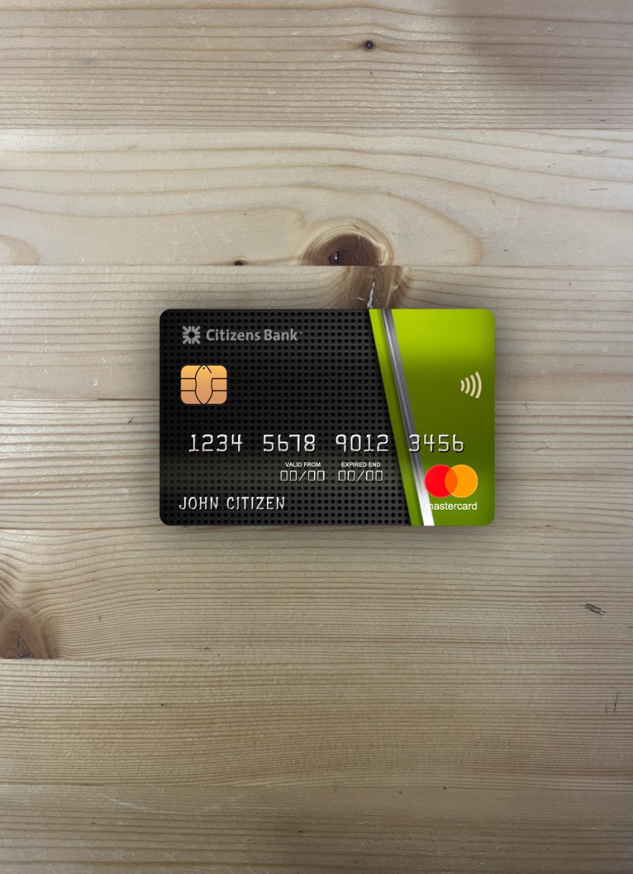 Hochwertige Herunterladen USA Citizens Bank Mastercard Foto-Look Vorderseite Photoshop Vorlage