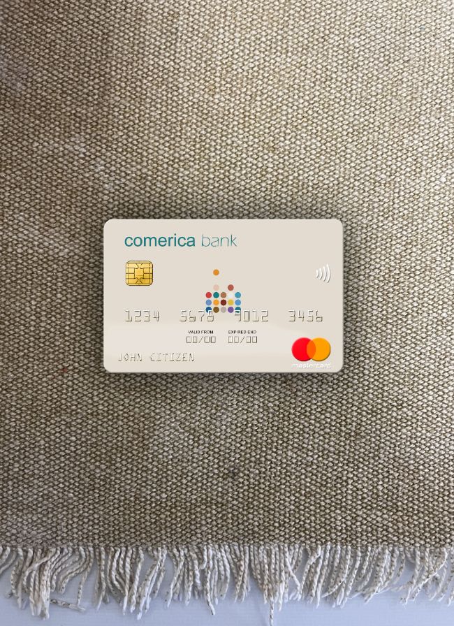 Hochwertige Herunterladen USA Comerica Bank Mastercard Foto-Look Vorderseite Photoshop Vorlage