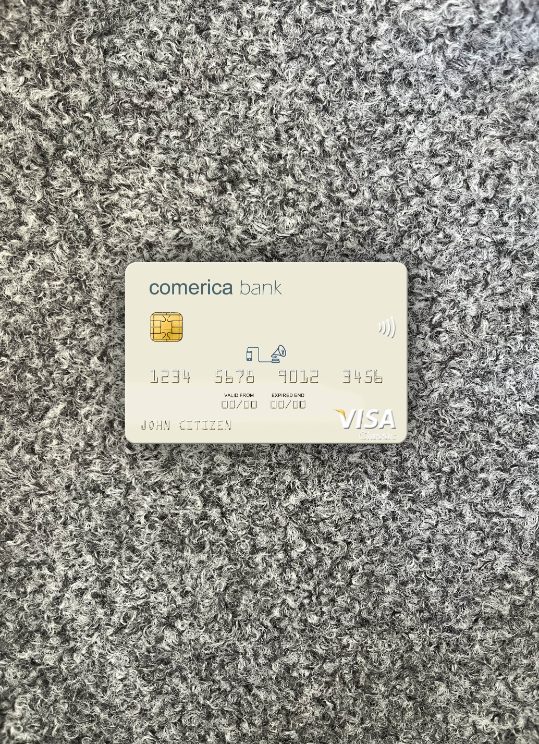 Hochwertige Herunterladen USA Comerica Bank Visa Karte Foto-Look Vorderseite Photoshop Vorlage