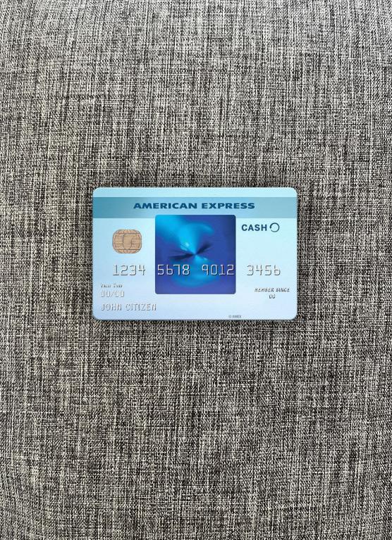 Editierbare Herunterladen USA Commerce Bank AMEX Blau Cash Everyday Karte Foto-Look Vorderseite Photoshop Vorlage