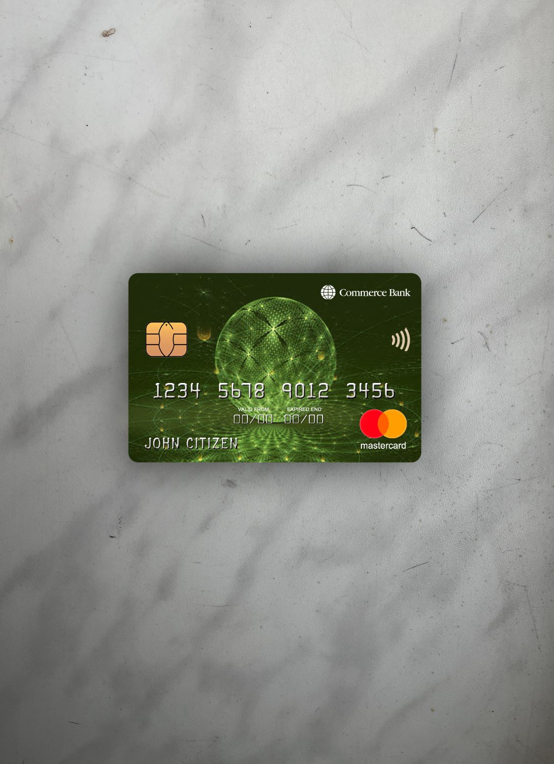 Realistische Herunterladen USA Commerce Bank Mastercard Foto-Look Vorderseite Photoshop Vorlage