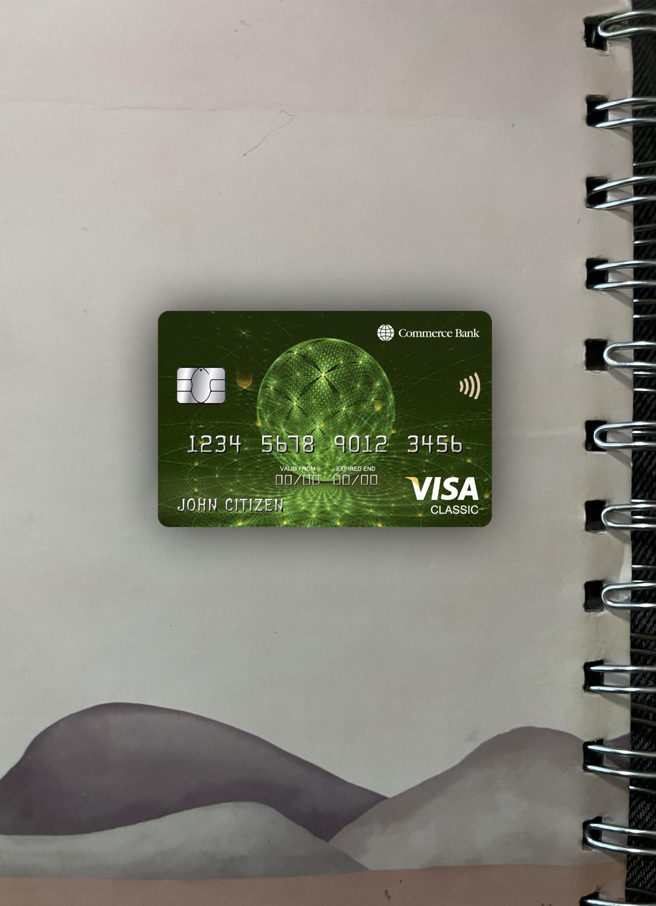 Premium Herunterladen USA Commerce Bank Visa Classic Karte Foto-Look Vorderseite Photoshop Vorlage