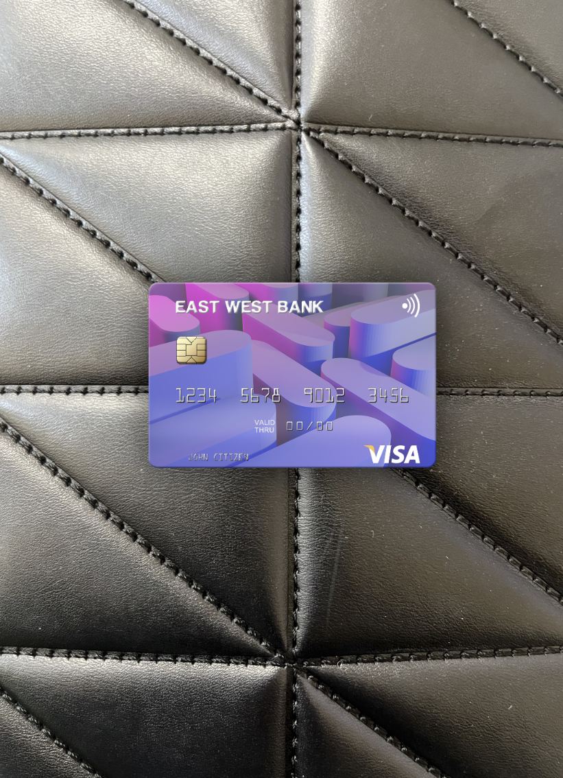 Editierbare Herunterladen USA Ost West Bank Visa Karte Foto-Look Vorderseite Photoshop Vorlage