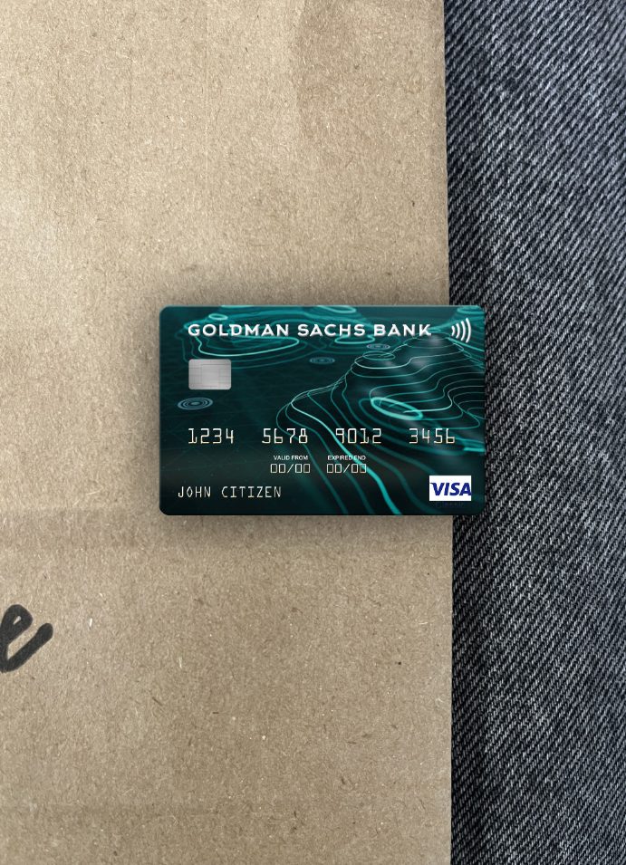 Realistische Herunterladen USA Goldman Sachs Bank Visa Karte Foto-Look Vorderseite Photoshop Vorlage
