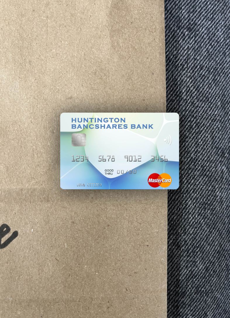 Realistische Herunterladen USA Huntington Bancshares Bank Mastercard Foto-Look Vorderseite Photoshop Vorlage