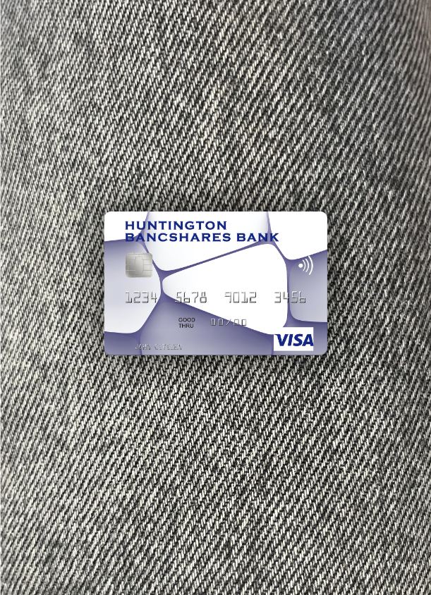 Professionelle Herunterladen USA Huntington Bancshares Bank Visa Karte Foto-Look Vorderseite Photoshop Vorlage