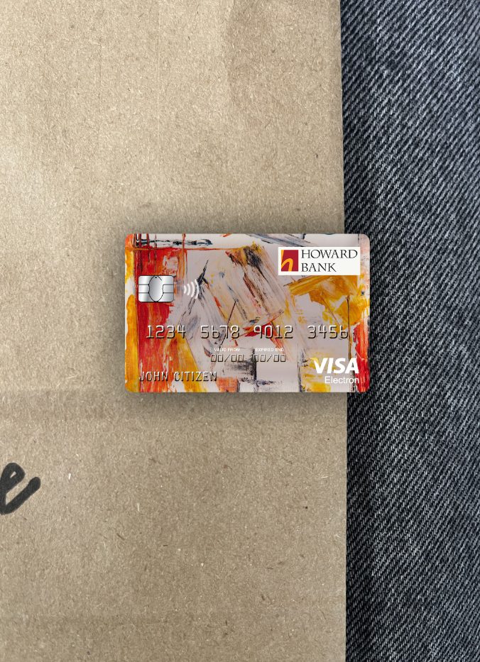 Realistische Herunterladen USA Maryland Howard Personal Bank Visa Electron Karte Foto-Look Vorderseite Photoshop Vorlage
