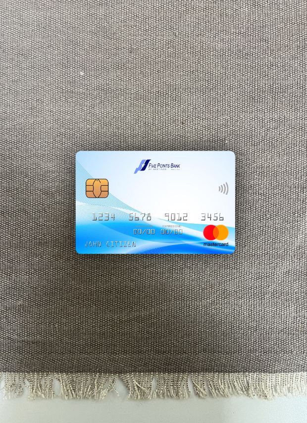 Editierbare Herunterladen USA Nebraska Five Points Bank Mastercard Foto-Look Vorderseite Photoshop Vorlage