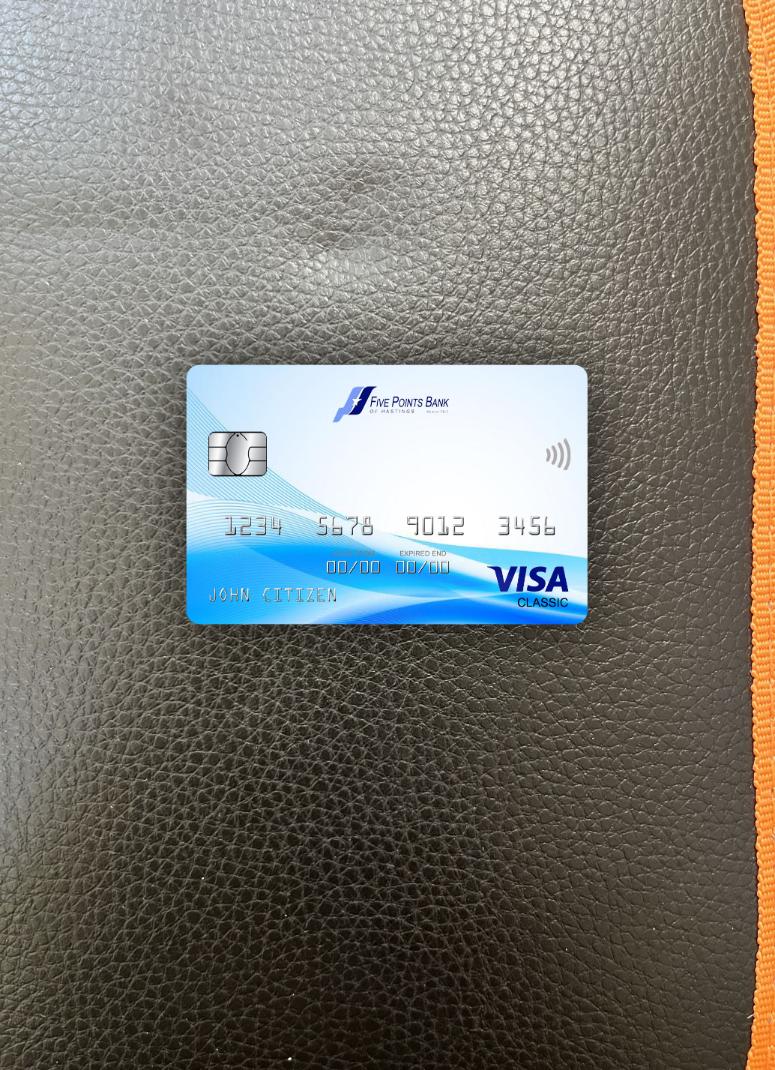 Realistische Herunterladen USA Nebraska Five Points Bank Visa Classic Karte Foto-Look Vorderseite Photoshop Vorlage