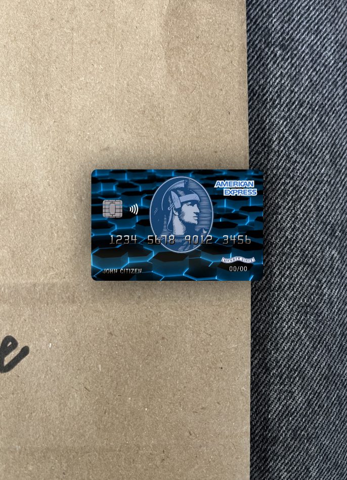 Premium Herunterladen USA Neu York American Express Blau Bank Kredit Karte Foto-Look Vorderseite Photoshop Vorlage