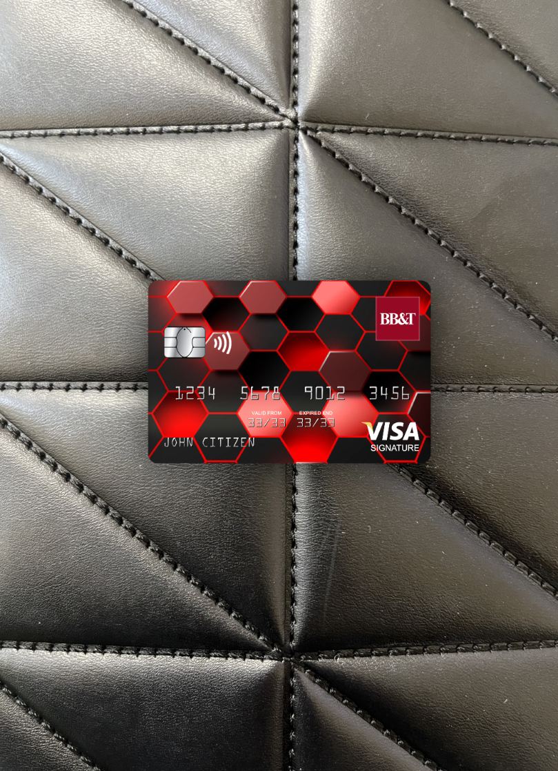Editierbare Herunterladen USA Nord Carolina BB&T Corp. Bank Visa Signature Karte Foto-Look Vorderseite Photoshop Vorlage