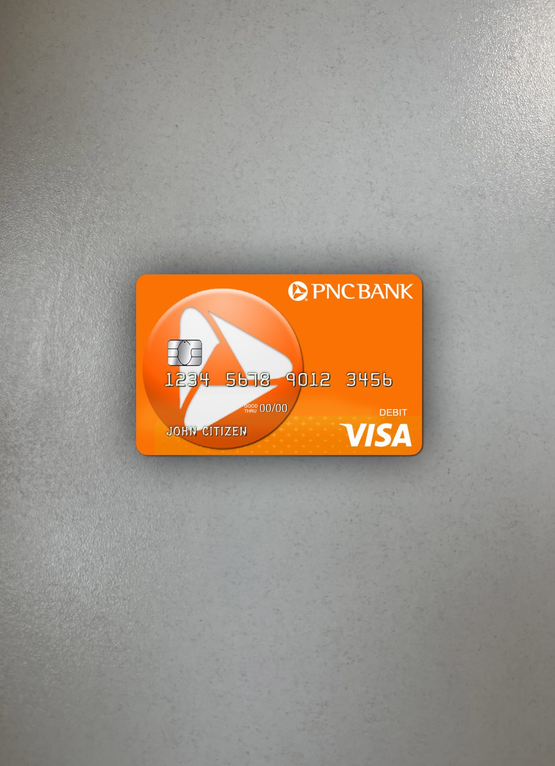 Realistische Herunterladen USA PNC Bank Visa Debit Karte Foto-Look Vorderseite Photoshop Vorlage