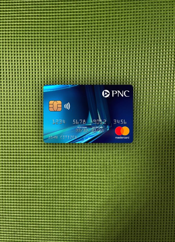 Editierbare Herunterladen USA PNC Bank Mastercard Blau Foto-Look Vorderseite Photoshop Vorlage