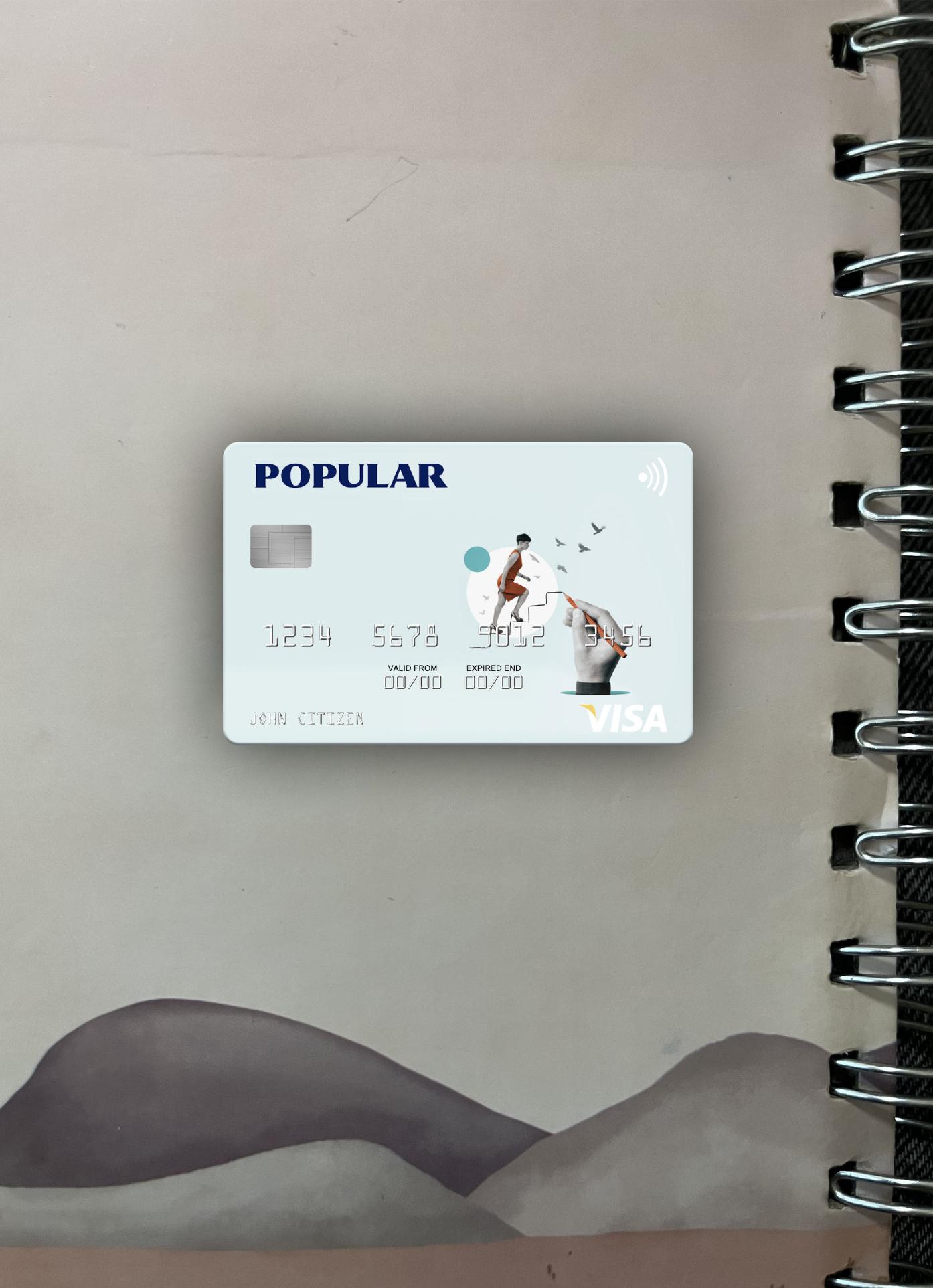 Hochwertige Herunterladen USA Popular, Inc. Bank Visa Karte Foto-Look Vorderseite Photoshop Vorlage