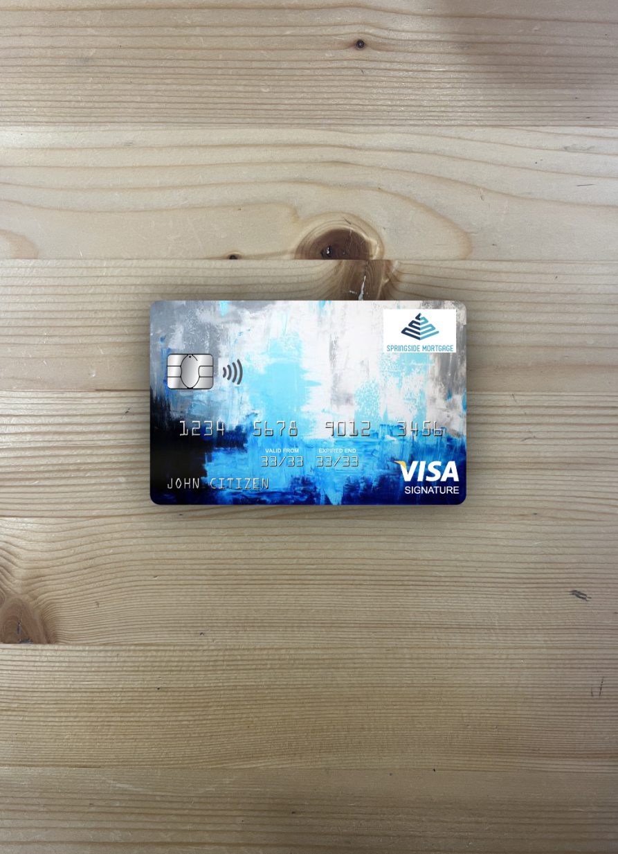 Hochwertige Herunterladen USA Springside Hypothek Bank Visa Signature Karte Foto-Look Vorderseite Photoshop Vorlage