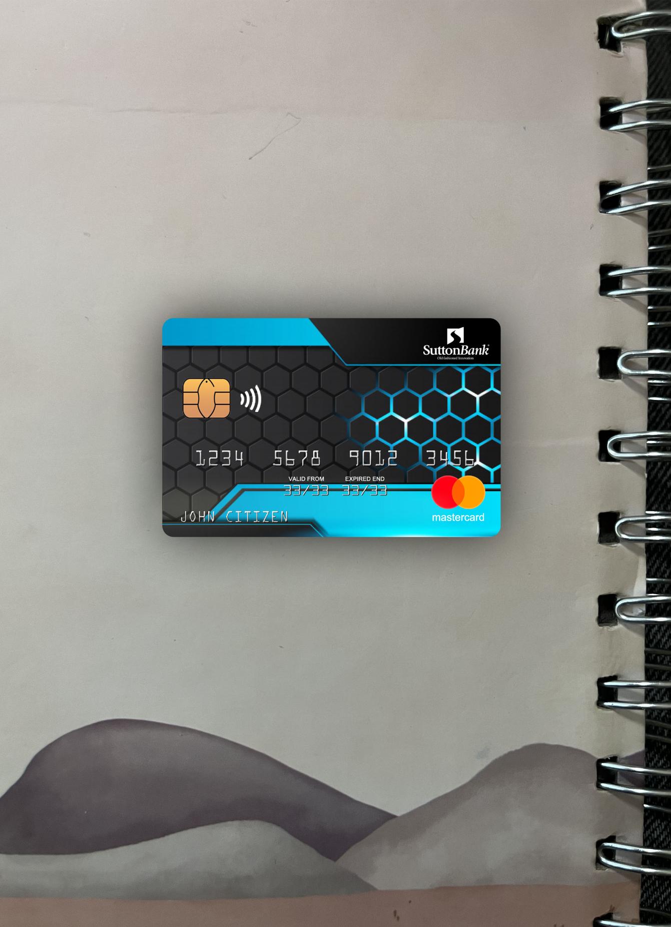 Editierbare Herunterladen USA Sutton Bank Mastercard Foto-Look Vorderseite Photoshop Vorlage