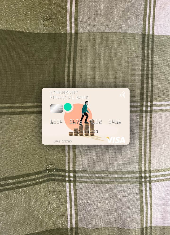 Premium Herunterladen USA Synchrony Financial Bank Visa Karte Foto-Look Vorderseite Photoshop Vorlage
