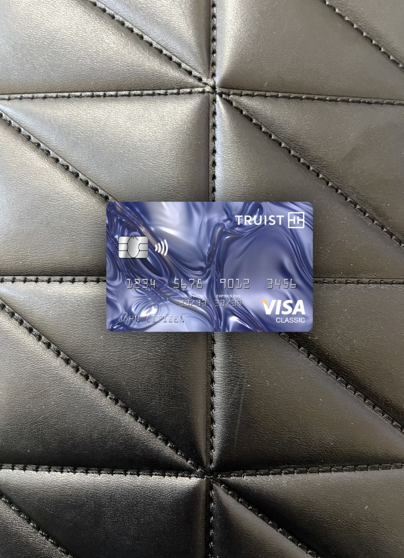 Realistische Herunterladen USA Truist Bank Visa Classic Karte Foto-Look Vorderseite Photoshop Vorlage