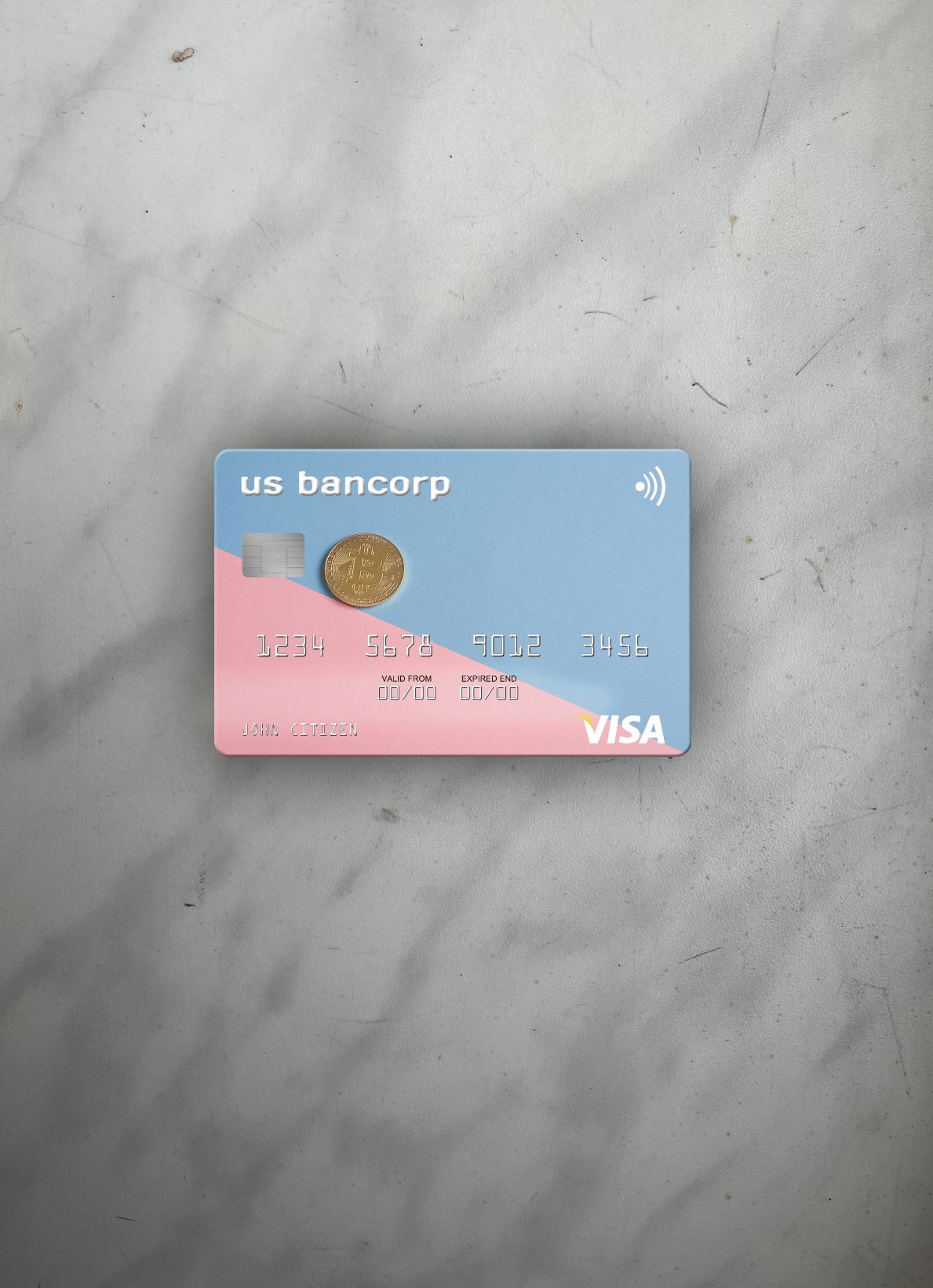Premium Herunterladen USA U.S. Bancorp Bank Visa Karte Foto-Look Vorderseite Photoshop Vorlage