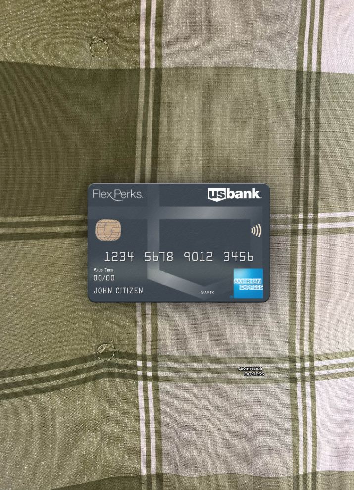 Professionelle Herunterladen USA U.S. Bank FlexPerks Reserve Amex Karte Foto-Look Vorderseite Photoshop Vorlage