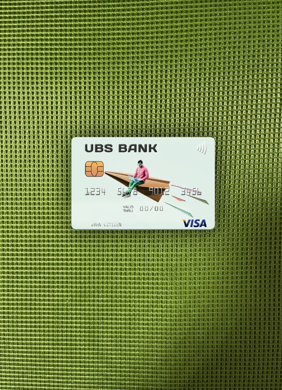 Realistische Herunterladen USA UBS Bank Visa Karte Foto-Look Vorderseite Photoshop Vorlage