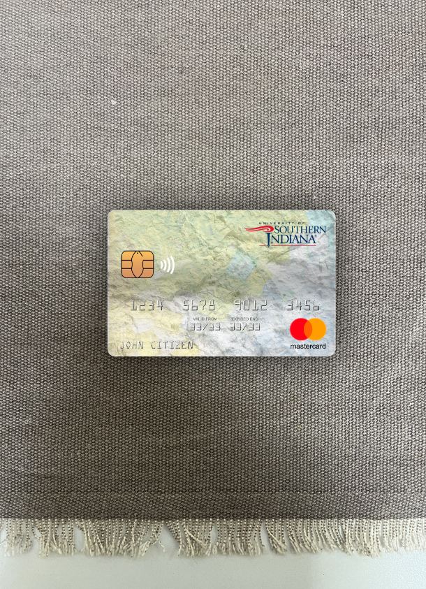 Hochwertige Herunterladen USA University von Southern Indiana Bank Mastercard Foto-Look Vorderseite Photoshop Vorlage