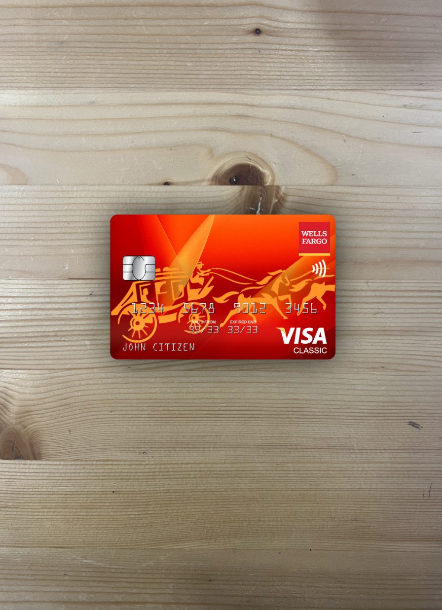 Premium Herunterladen USA Wells Fargo Bank Visa Classic Karte Foto-Look Vorderseite Photoshop Vorlage