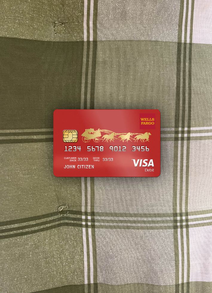 Professionelle Herunterladen USA Wells Fargo Bank Visa Debit Karte Foto-Look Vorderseite Photoshop Vorlage
