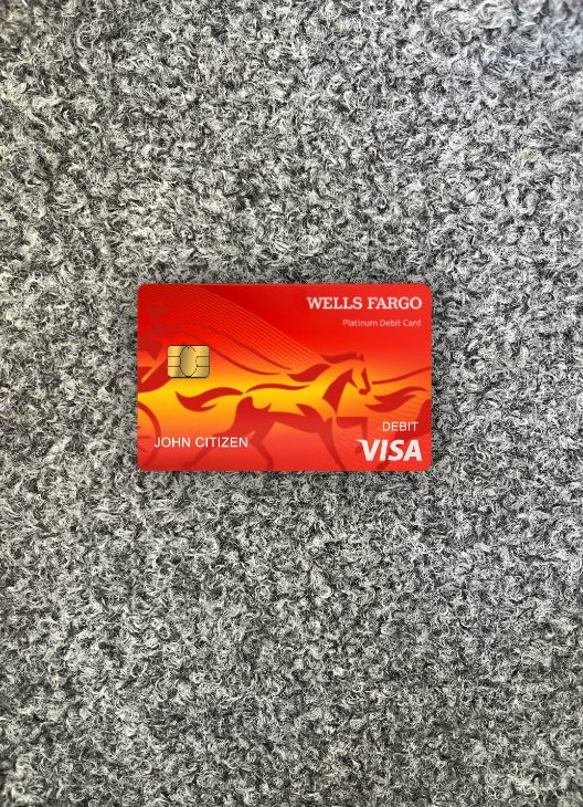 Professionelle Herunterladen USA Wells Fargo Bank Visa Debit Karte Version 2 Foto-Look Vorderseite Photoshop Vorlage