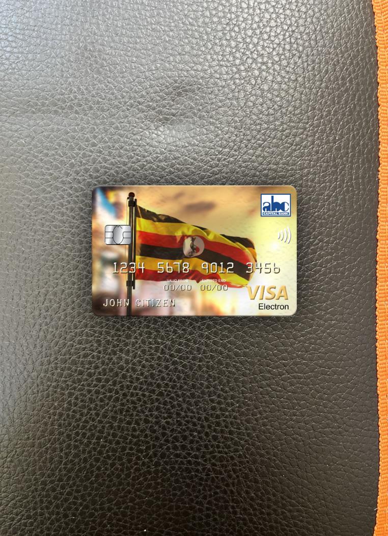 Realistische Herunterladen Uganda ABC Bank von Uganda Visa Electron Foto-Look Vorderseite Photoshop Vorlage