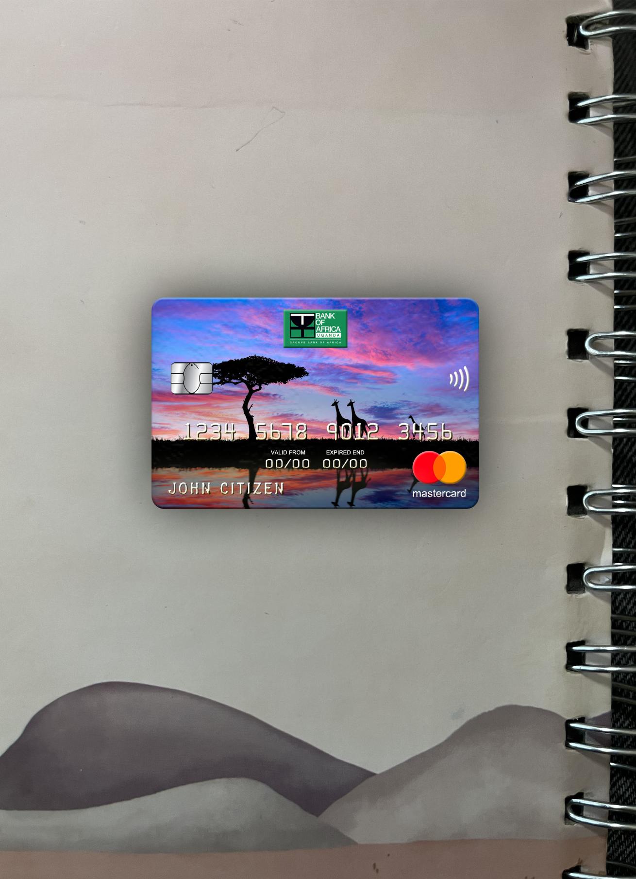 Premium Herunterladen Uganda Bank von Africa Mastercard Foto-Look Vorderseite Photoshop Vorlage