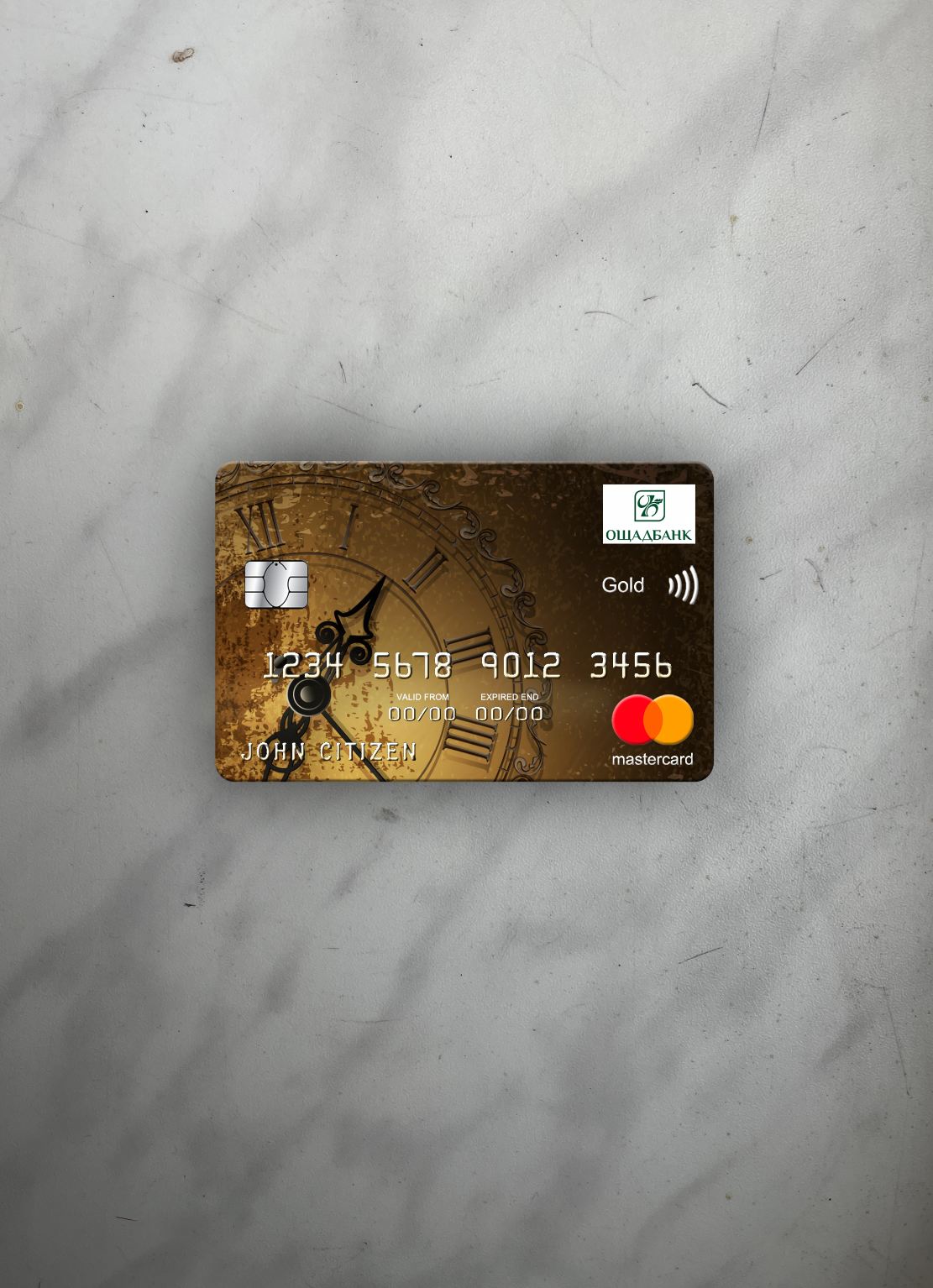 Professionelle Herunterladen Ukraine Oshadbank Ukraine Mastercard Gold Foto-Look Vorderseite Photoshop Vorlage