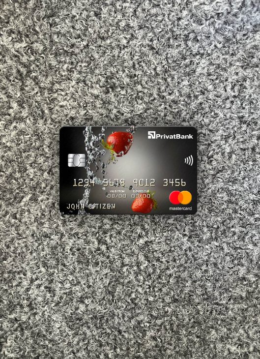 Premium Herunterladen Ukraine PrivatBank Mastercard Foto-Look Vorderseite Photoshop Vorlage