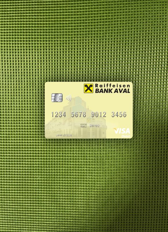 Hochwertige Herunterladen Ukraine Raiffeisen Bank Visa Debit Karte Foto-Look Vorderseite Photoshop Vorlage