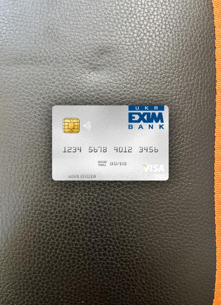 Professionelle Herunterladen Ukraine Ukreximbank Visa Debit Karte Foto-Look Vorderseite Photoshop Vorlage
