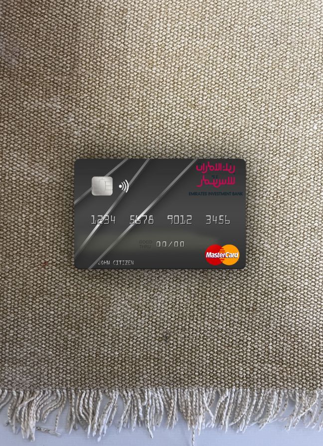 Realistische Herunterladen Vereinigte Arabische Emirate Emirates Investition Bank Mastercard Foto-Look Vorderseite Photoshop Vorlage