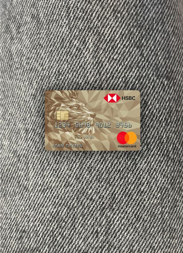 Professionelle Herunterladen Vereinigtes Königreich HSBC Gold Mastercard Kredit Karte Foto-Look Vorderseite Photoshop Vorlage