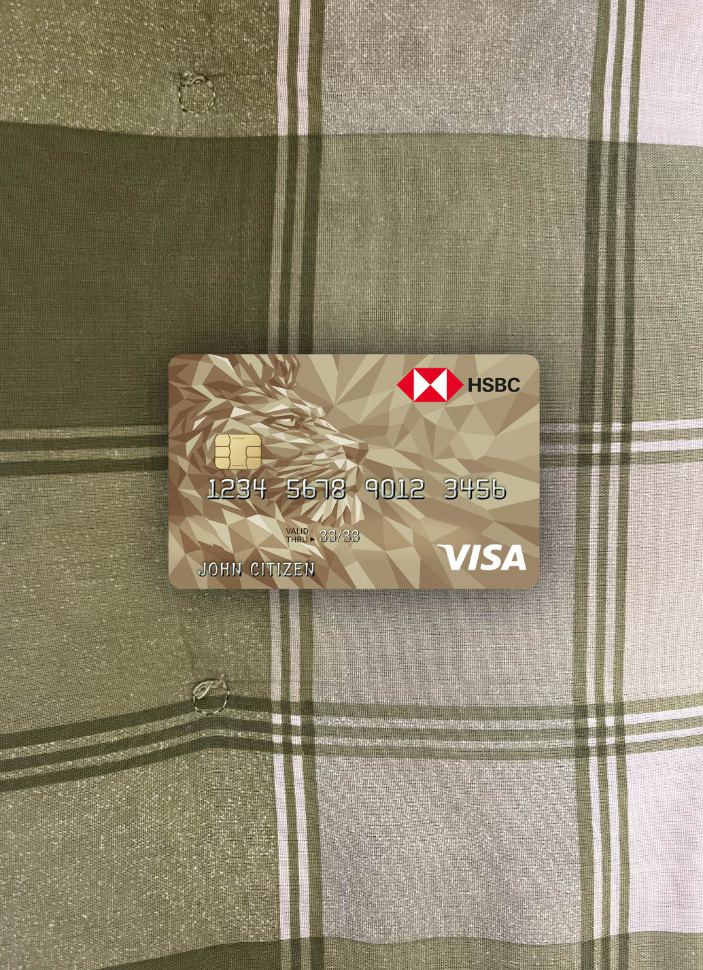 Premium Herunterladen Vereinigtes Königreich HSBC Visa Gold Kredit Karte Foto-Look Vorderseite Photoshop Vorlage