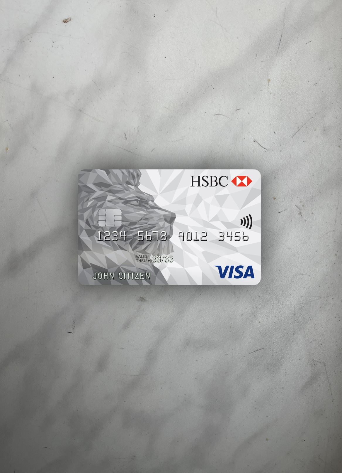 Hochwertige Herunterladen Vereinigtes Königreich HSBC Visa Classic Karte Foto-Look Vorderseite Photoshop Vorlage