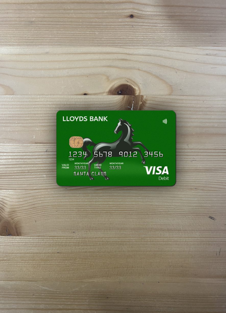Premium Herunterladen Vereinigtes Königreich Lloyds Kredit Karte Visa Foto-Look Vorderseite Photoshop Vorlage
