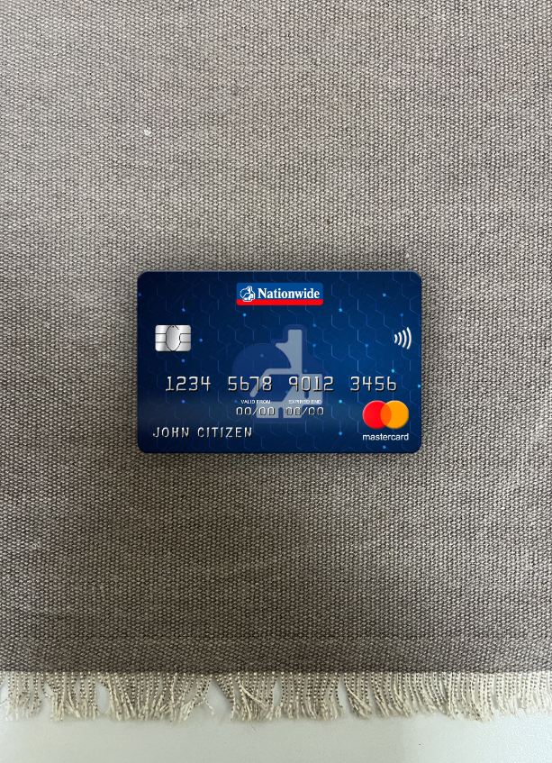 Editierbare Herunterladen Vereinigtes Königreich Nationwide Bank Mastercard Foto-Look Vorderseite Photoshop Vorlage