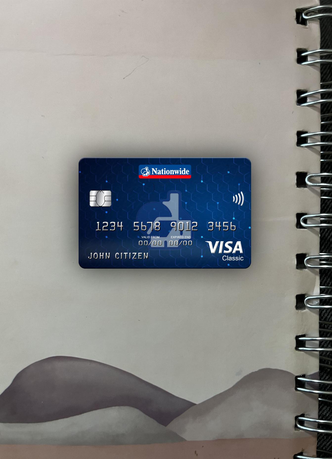 Premium Herunterladen Vereinigtes Königreich Nationwide Bank Visa Classic Karte Foto-Look Vorderseite Photoshop Vorlage