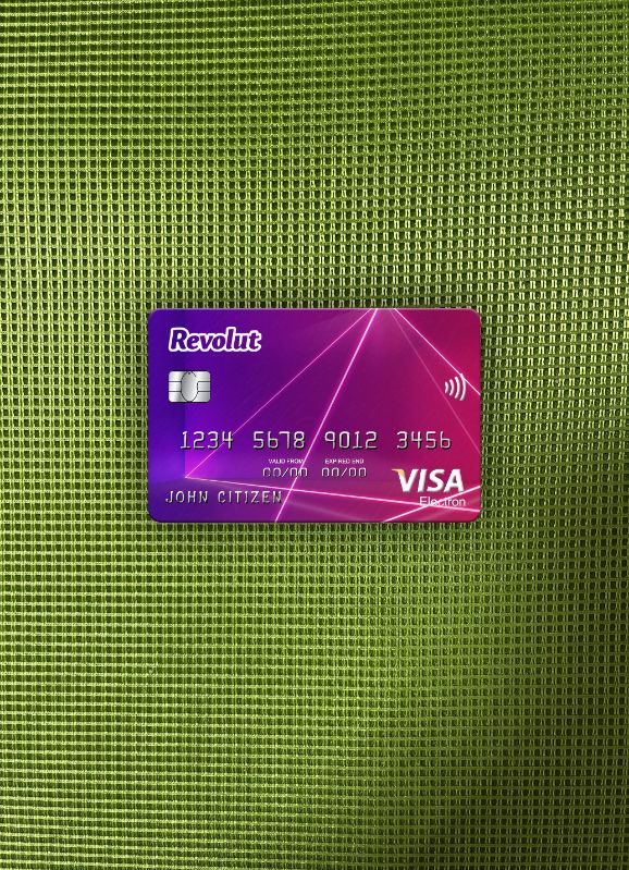 Hochwertige Herunterladen Vereinigtes Königreich Revolut Visa Karte Foto-Look Vorderseite Photoshop Vorlage