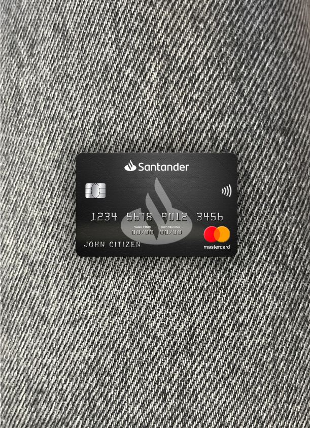 Editierbare Herunterladen Vereinigtes Königreich Santander Bank Mastercard Foto-Look Vorderseite Photoshop Vorlage