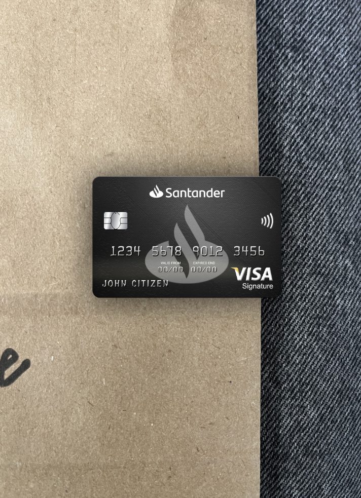 Premium Herunterladen Vereinigtes Königreich Santander Bank Visa Signature Karte Foto-Look Vorderseite Photoshop Vorlage